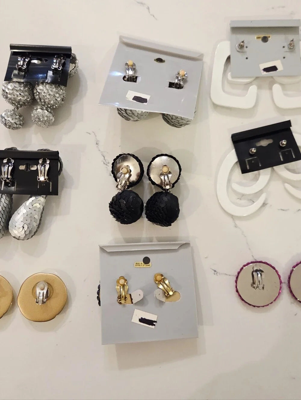 BOLD VTG DALESSIO Mixed Colors  Shapes Gold Earrings Clip On 1980 Runway Lot 9